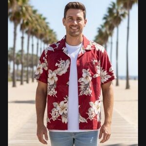 Pacific Legend Red and White Floral Shirt